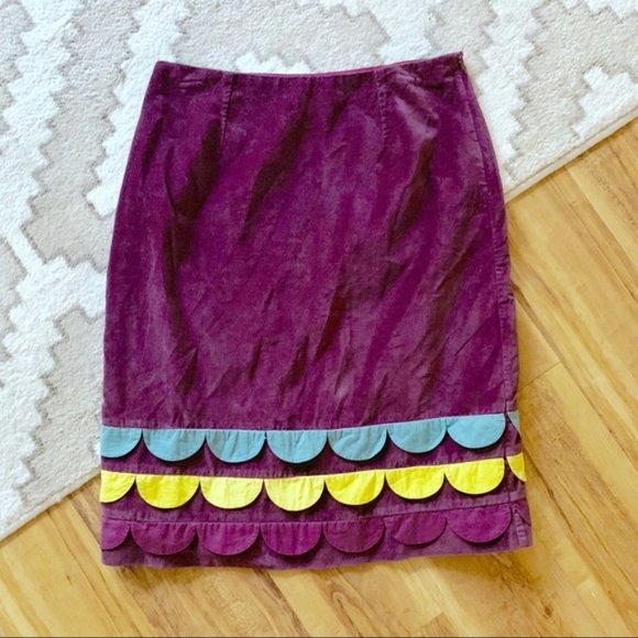 Nordstrom Purple Velvet scallop Trim Skirt by Boden - retro style - Picture 1 of 3